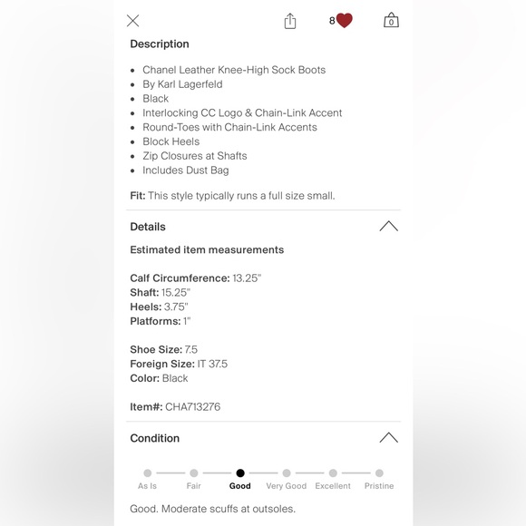 Authentic EUC Chanel boots, size 7.5 - Picture 5 of 5